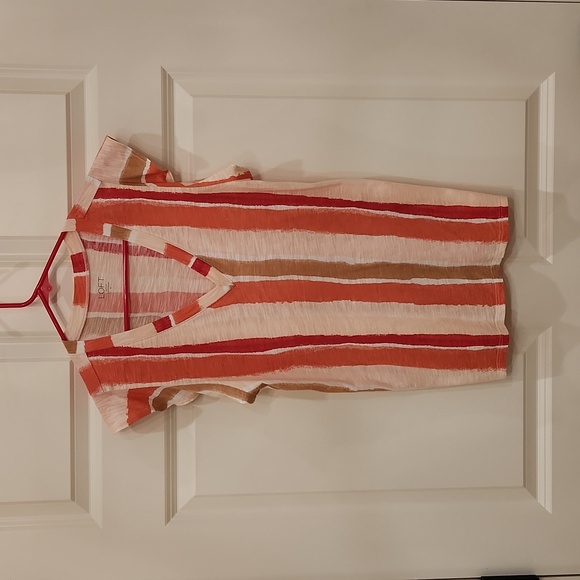 Loft Outlet Peach Toned Ruffle Sleeveless, V Neck, Top, Medium - Picture 1 of 5